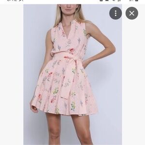 NWT Karina Grimaldi Trina Print Floral Eyelet Mini Dress Pink XS